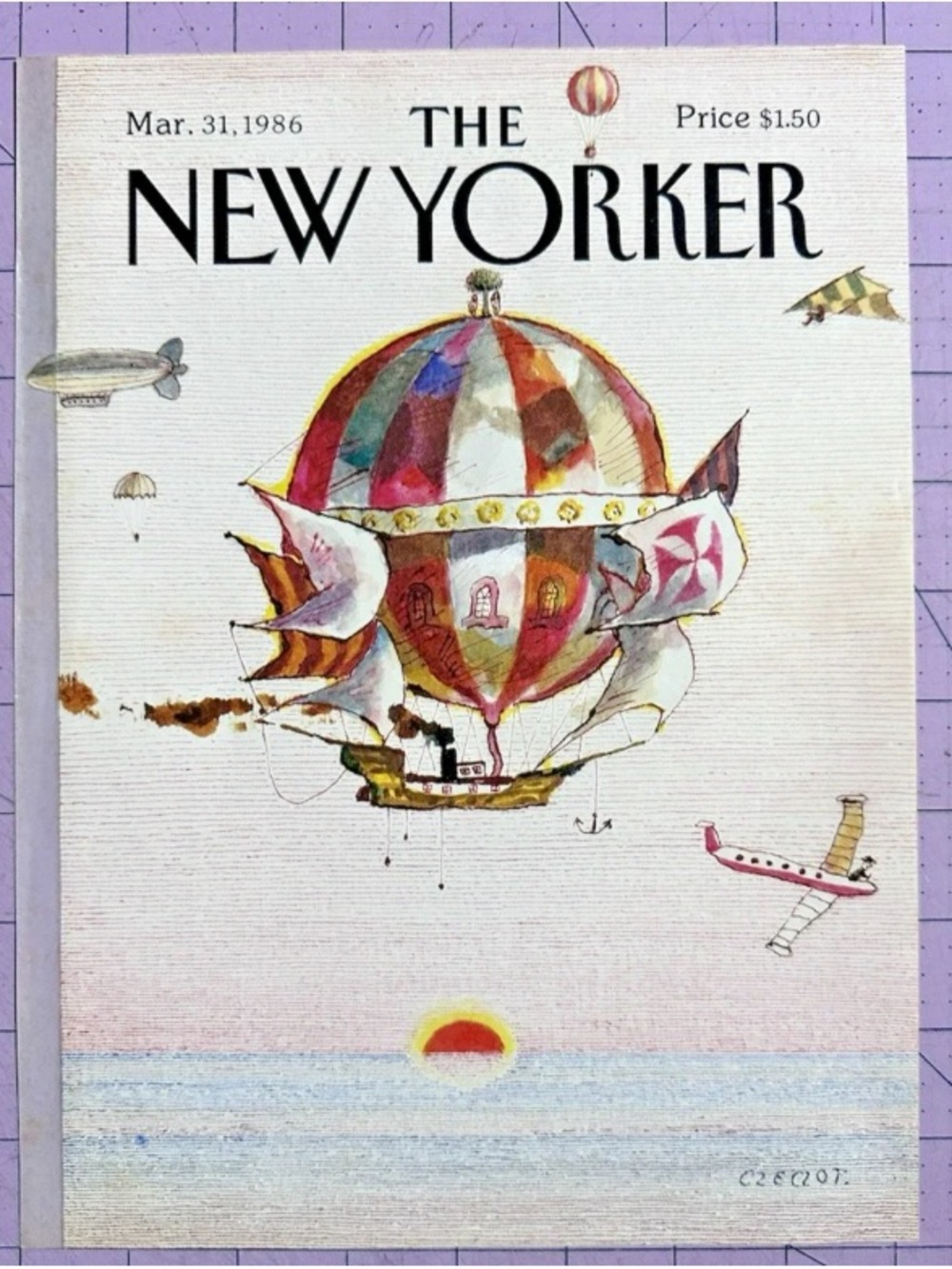 The New Yorker Cover Art Print - Multicolor Hot Air Balloon